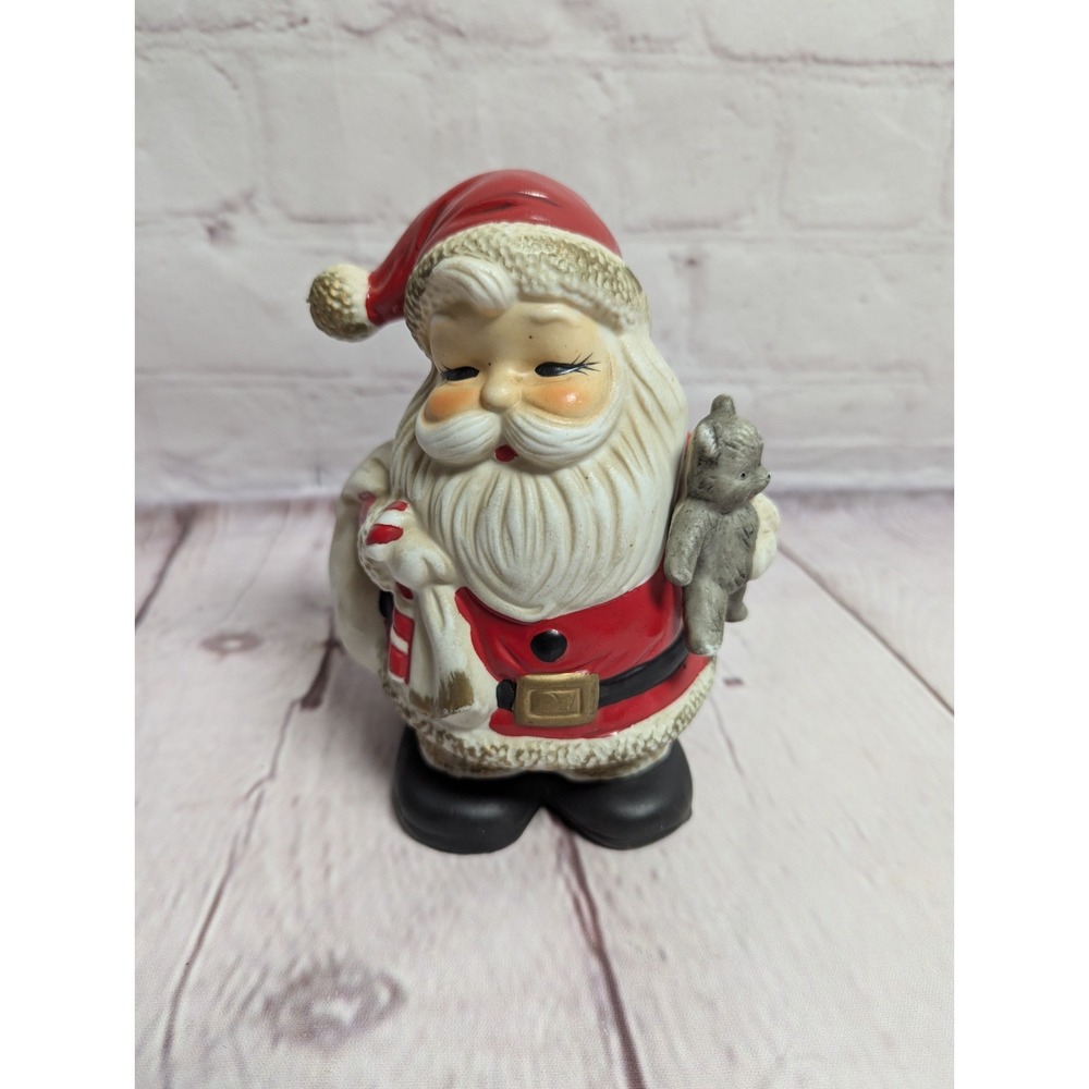 Vtg Homco Ceramic Santa Claus Coin Bank Figurine Christmas #5610 6x4 Inch